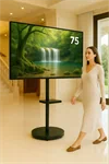מעמד נייד מעוצב עם גלגלים למסכים עד 75″ – דגם AL-95 מוגבה