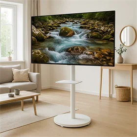 מעמד נייד  עד 75″ גבוה בצבע לבן