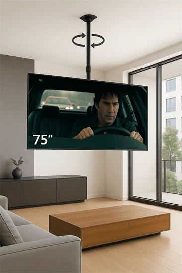 זרוע תקרתית מעולה למסכים עד 75 אינץ' עם צידוד מלא של 360 מעלות