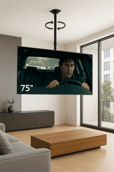 מתקן תלייה תקרתי באורך 3 מטר למסכי טלוויזיה עד 70″ PLB-CE946-01XL לתקרה גבוהה במיוחד